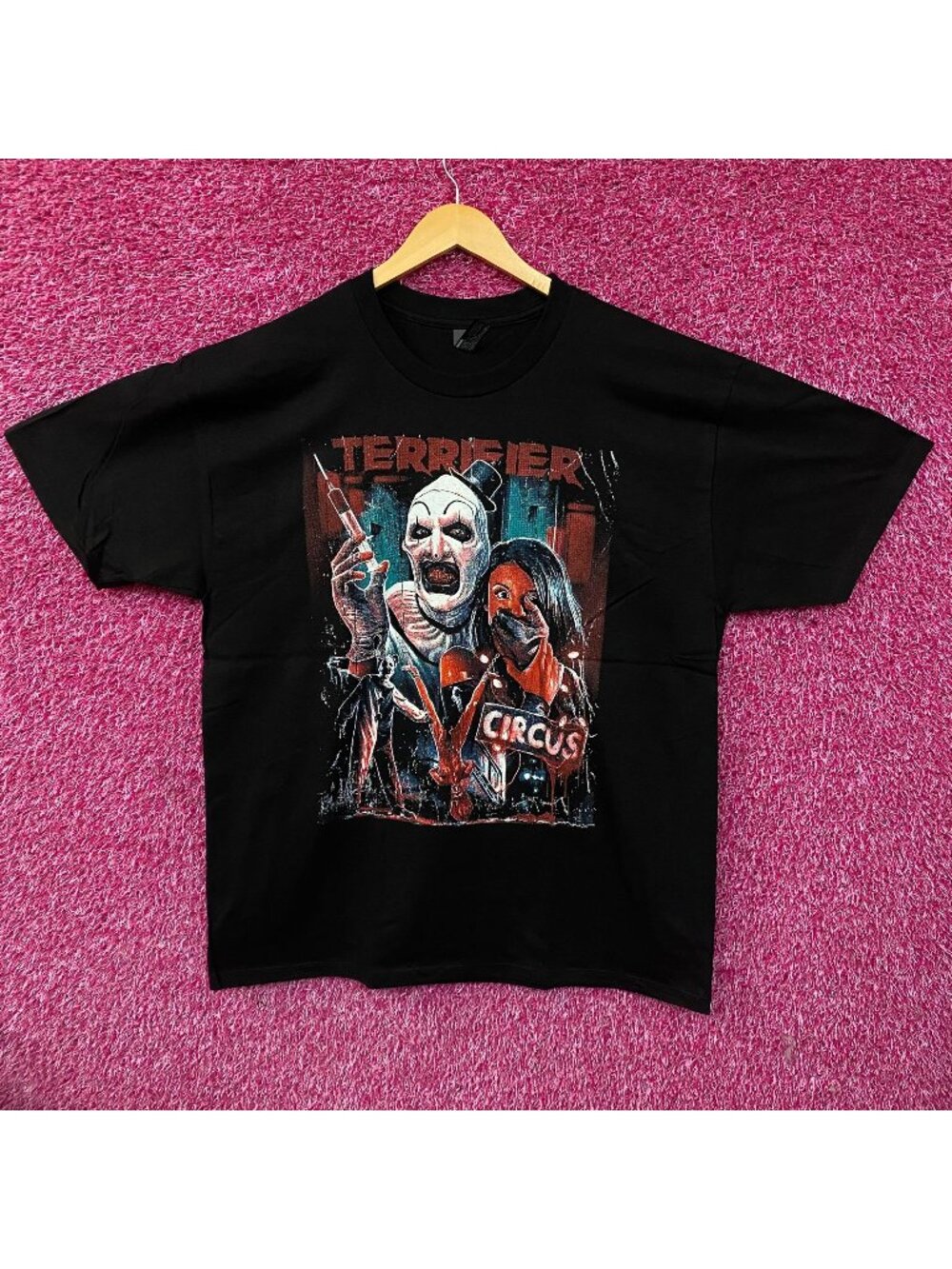 Terrifier "Circus" Art The Clown Horror Graphic T-Shirt XL